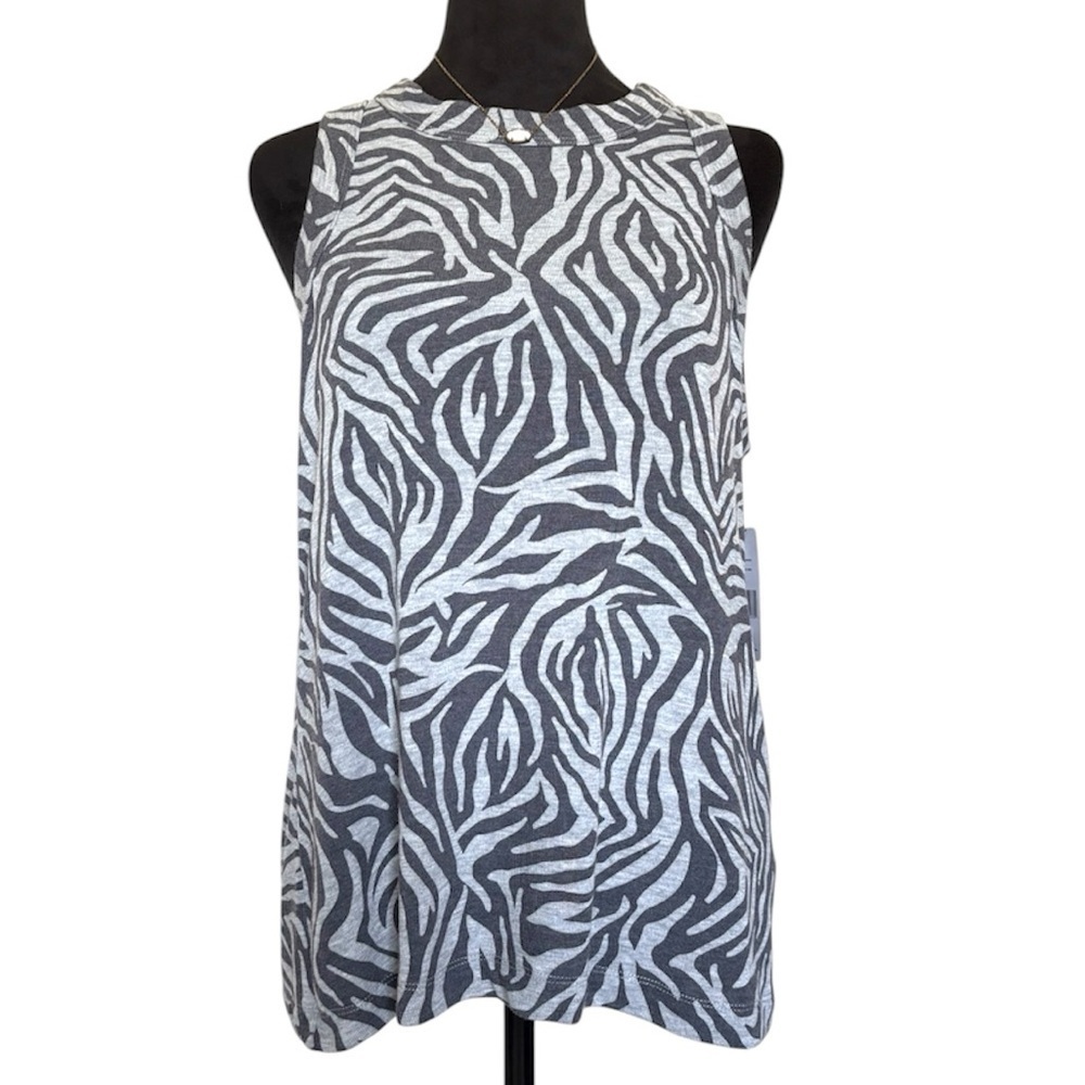 NWT Liverpool Woman’s Large Round Neckline Zebra Print Sleeveless Tank Top